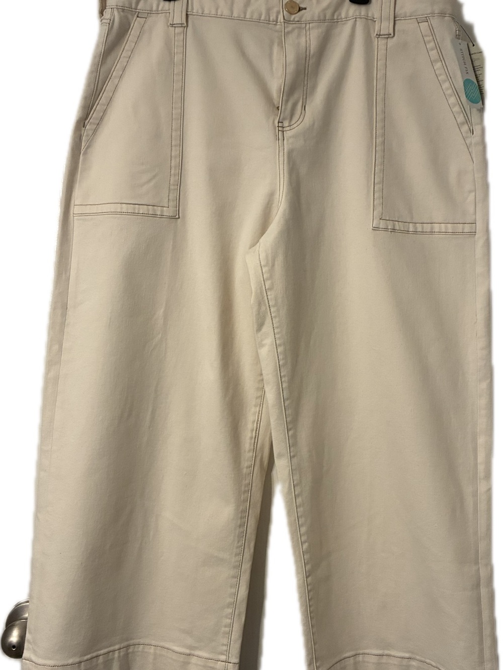 Liverpool Los Angeles Cream Wide-Leg Utility Crop Pants Size 18W NWT